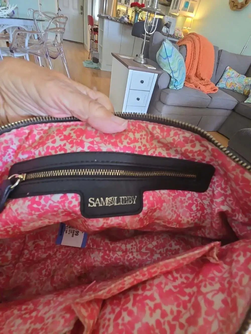 Sam & Libby Black Python Embossed Handbag Satchel